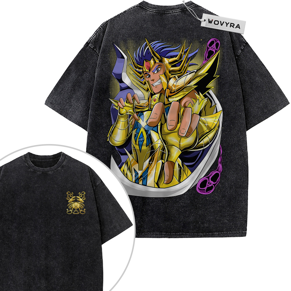 2-sided vintage T-shirt featuring Cancer Deathmask in gold armor with purple circular accents