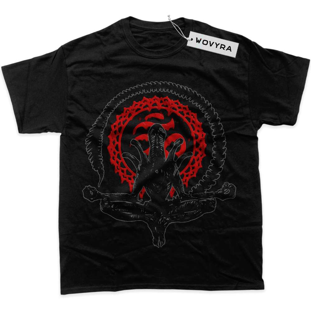 Black WOVYRA Alien Red Circular Emblem Classic Tee