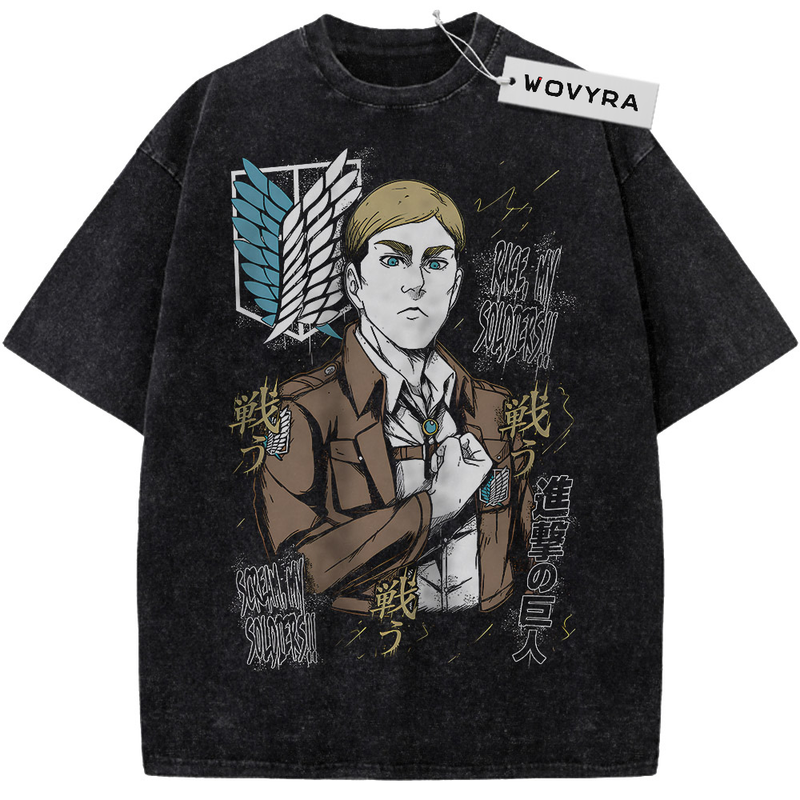 Vintage T-shirt featuring an Erwin Smith portrait beside a blue and white wing emblem