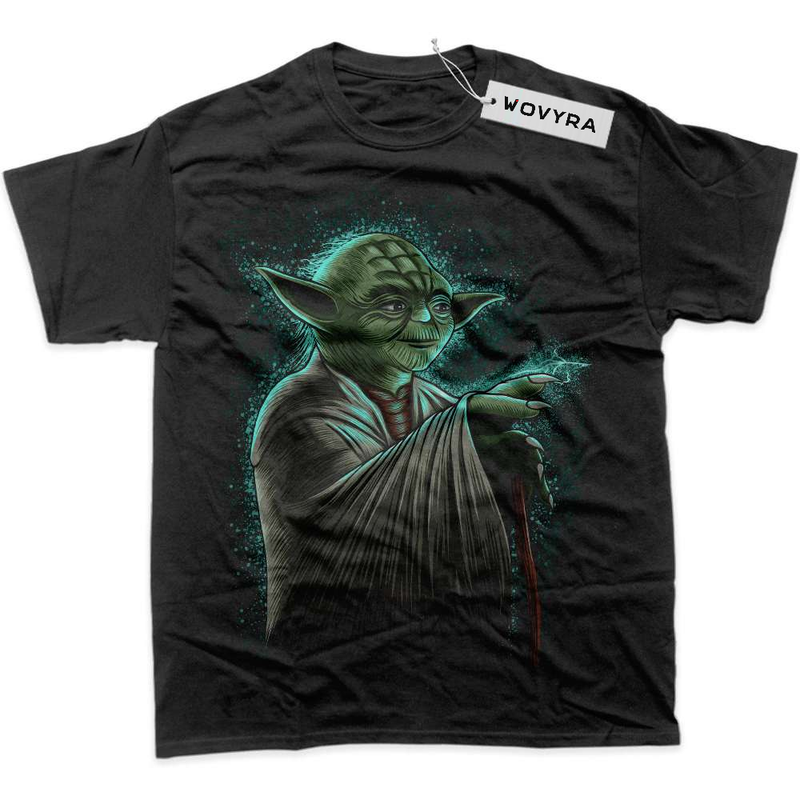 Star Wars Master Yoda Green Portrait Classic T-Shirt with a green Yoda portrait with a softly glowing background