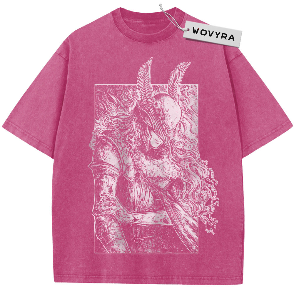 Pink Malenia T-shirt with a framed white winged-helmet portrait