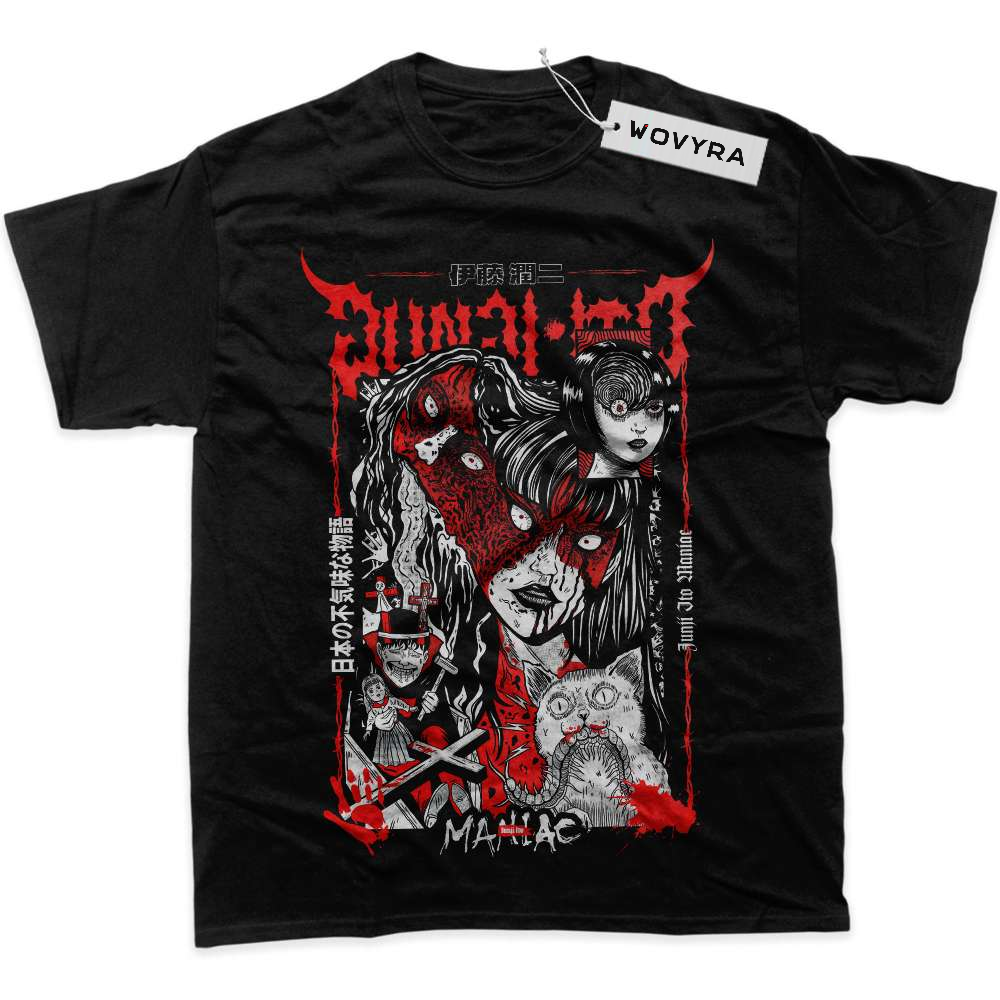 Black WOVYRA Tomie Junji Ito Red Portrait Collage Classic Tee