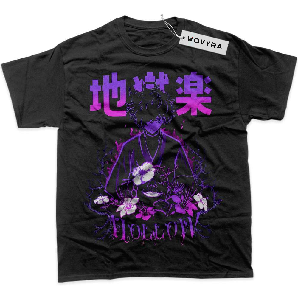 Black WOVYRA Gabimaru Hell's Paradise Purple Flowers Classic Tee