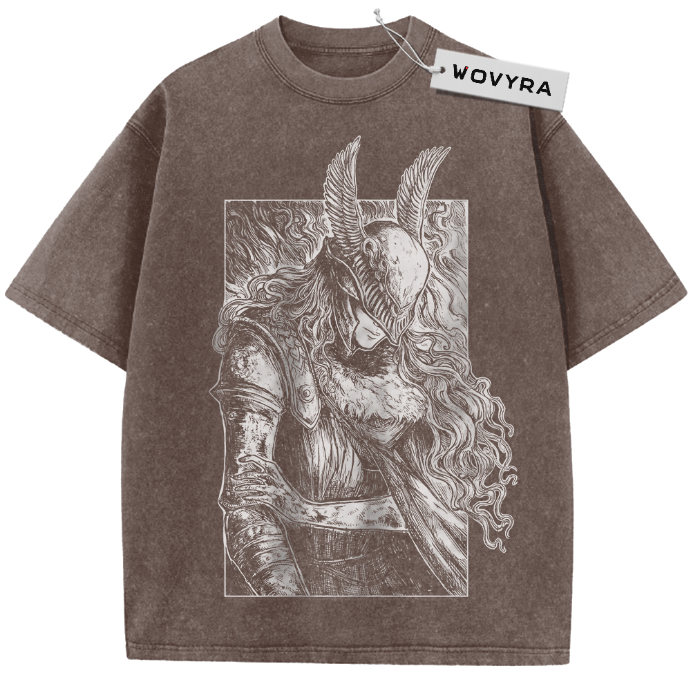 Brown Malenia T-shirt with a framed white winged-helmet portrait