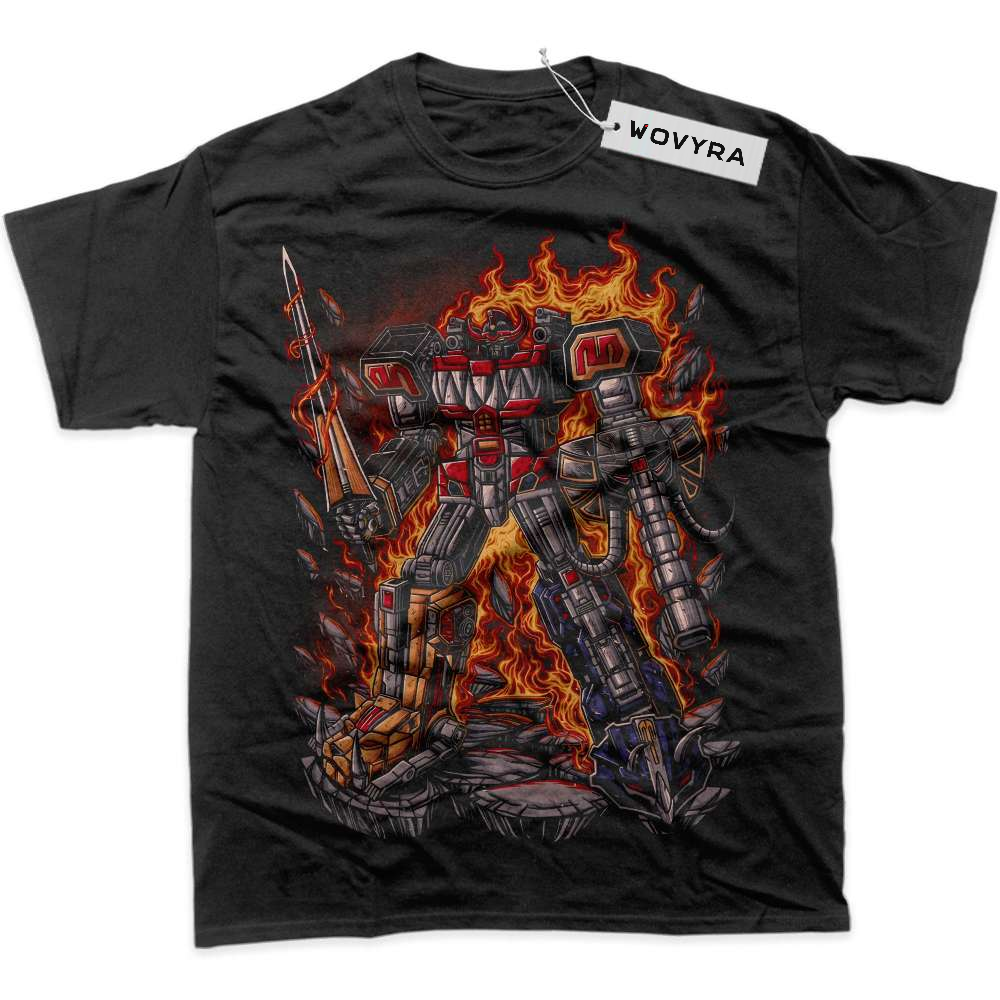 Black WOVYRA Power Rangers Zords Fire Collage Classic Tee