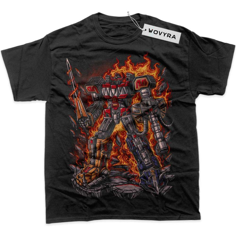 Black WOVYRA Power Rangers Zords Fire Collage Classic Tee