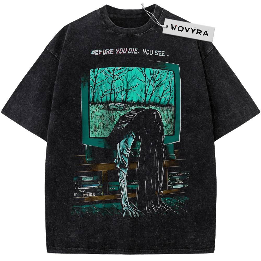 Black WOVYRA The Ring Television Vintage Tee