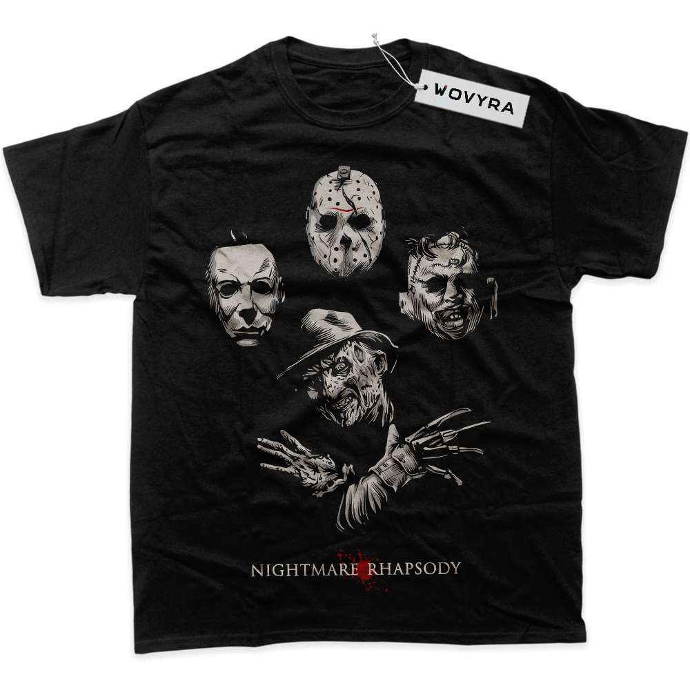 Black WOVYRA Freddy & Jason Horror Icons Portraits Classic Tee