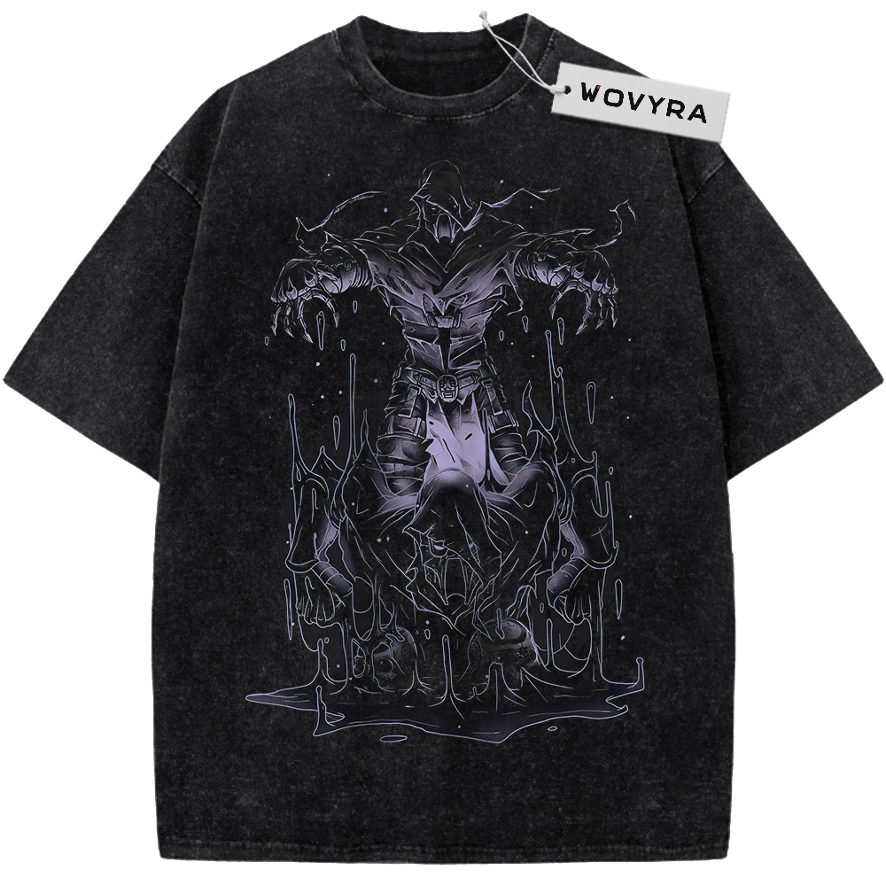 Vintage T-shirt featuring a purple-toned shadow figure with outstretched claw-like hands