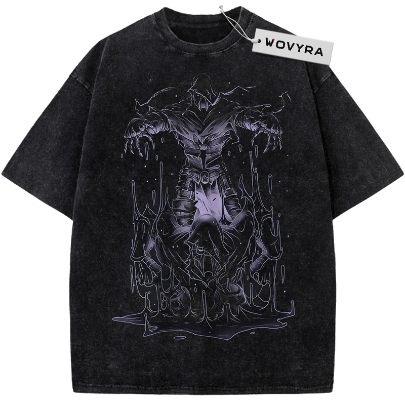 Vintage T-shirt featuring a purple-toned shadow figure with outstretched claw-like hands