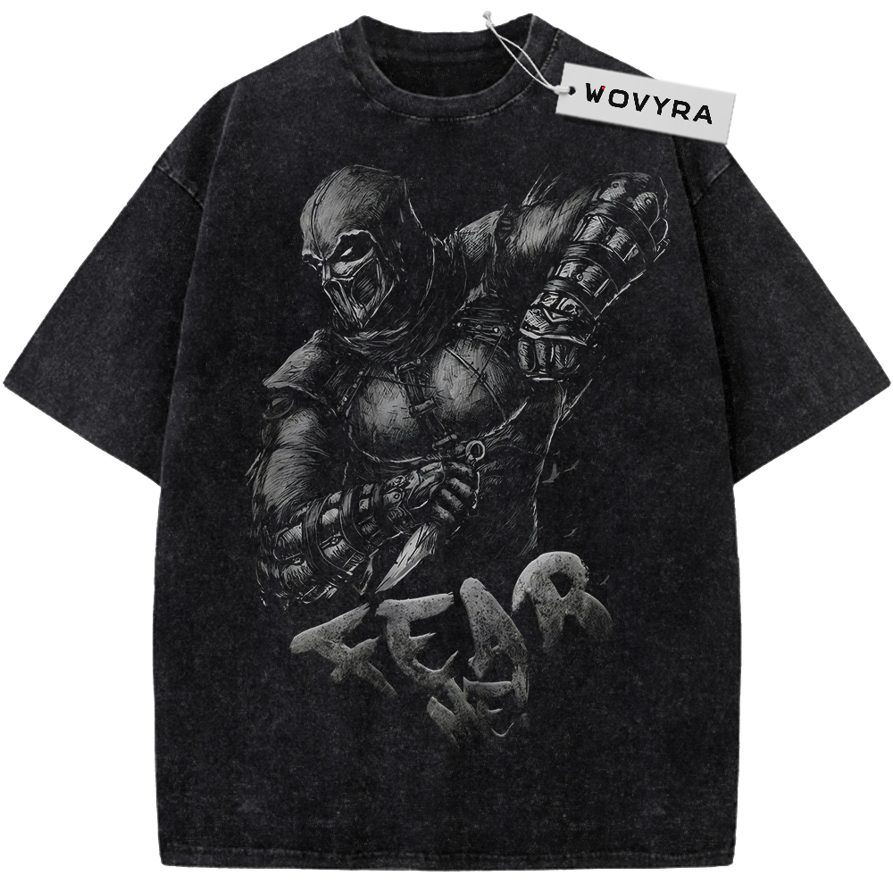 Vintage T-shirt featuring a dark monochrome Noob combat portrait with bold lettering below