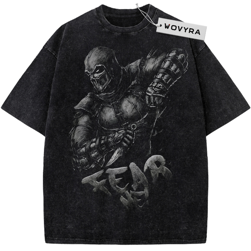 Vintage T-shirt featuring a dark monochrome Noob combat portrait with bold lettering below