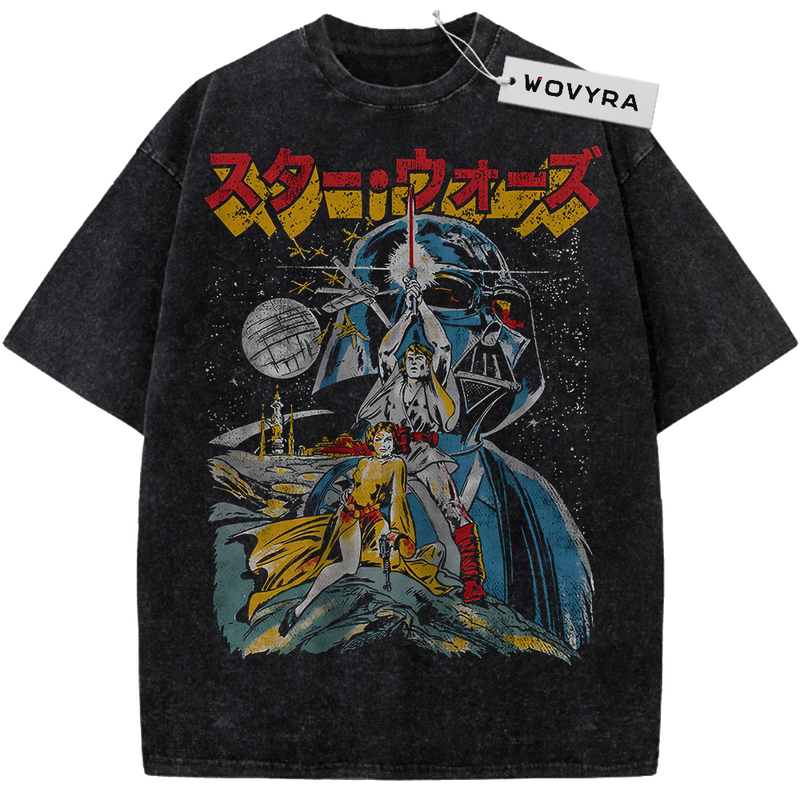 Black WOVYRA Star Wars Japanese Poster Vintage Tee