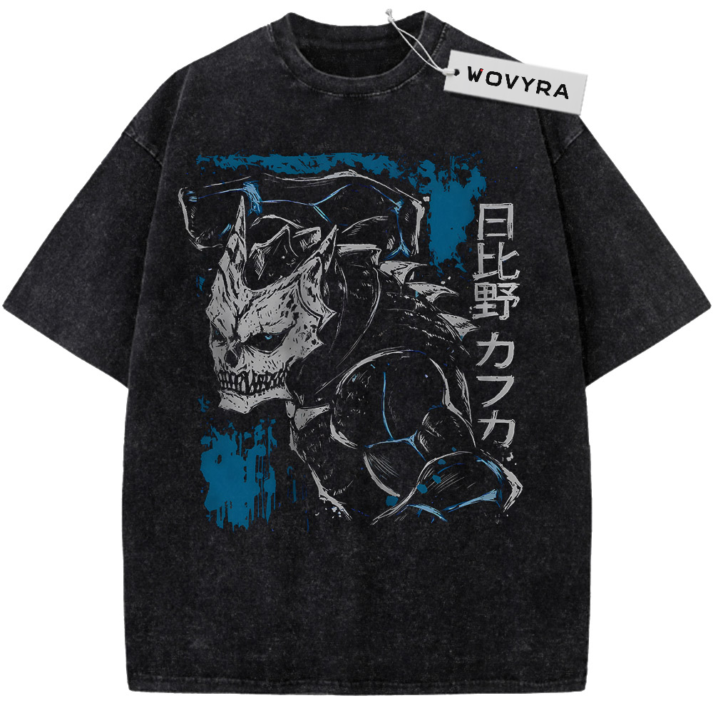 Black WOVYRA Kafka Hibino Kaiju No. 8 Blue Frame Vintage Tee