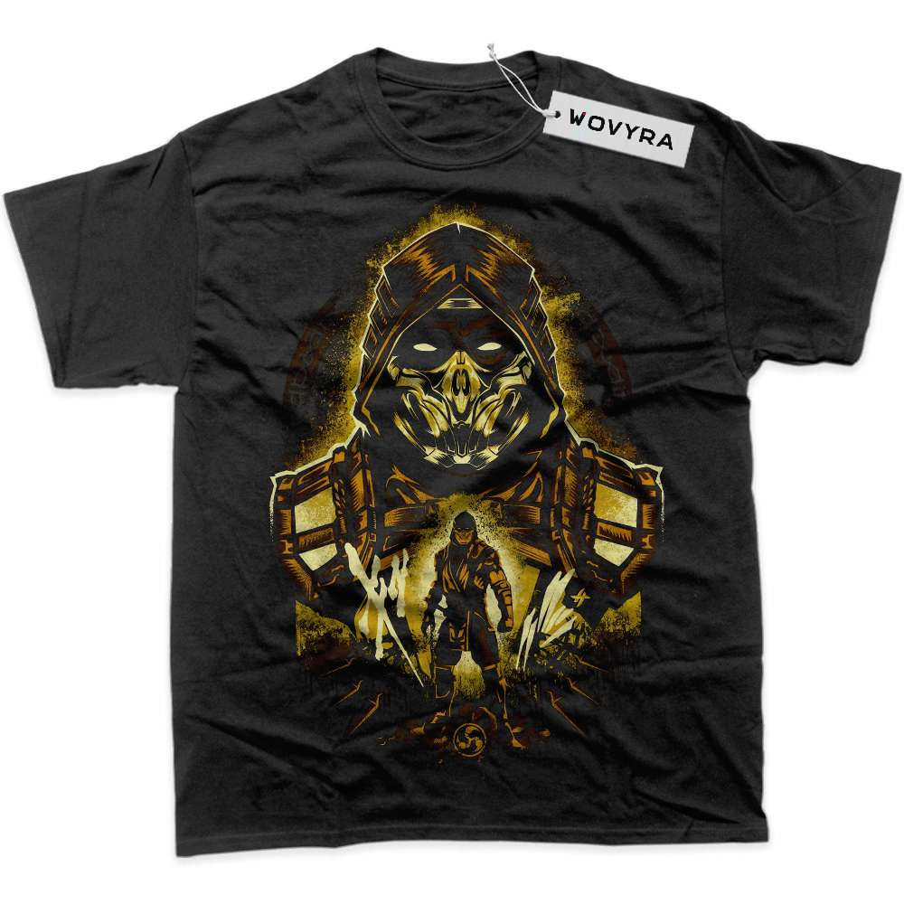 Black WOVYRA Scorpion Mortal Kombat Gold Hood Classic Tee