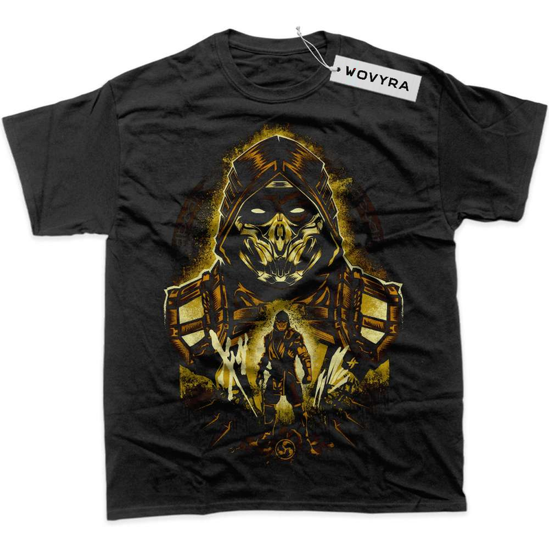 Black WOVYRA Scorpion Mortal Kombat Gold Hood Classic Tee
