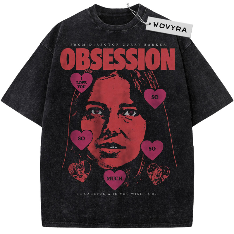 Vintage T-shirt featuring a pink face portrait surrounded by small heart shapes