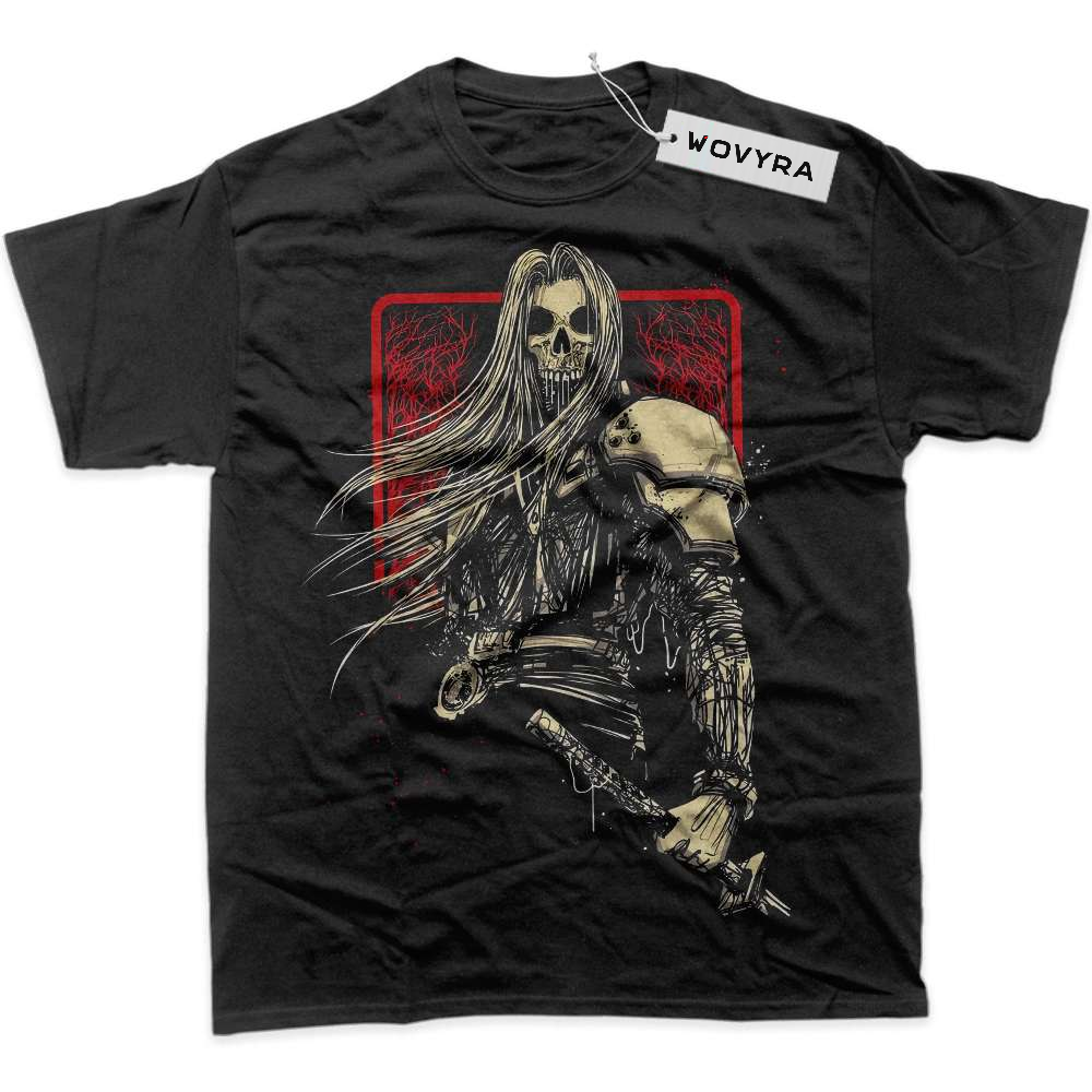 Black WOVYRA Sephiroth Final Fantasy Monochrome Blade Classic Tee