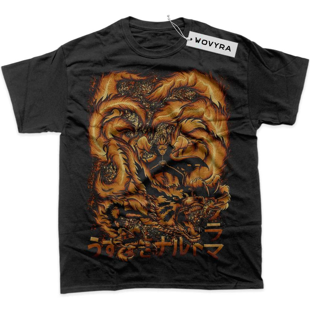Black WOVYRA Kurama & Naruto Golden Fox Classic Tee