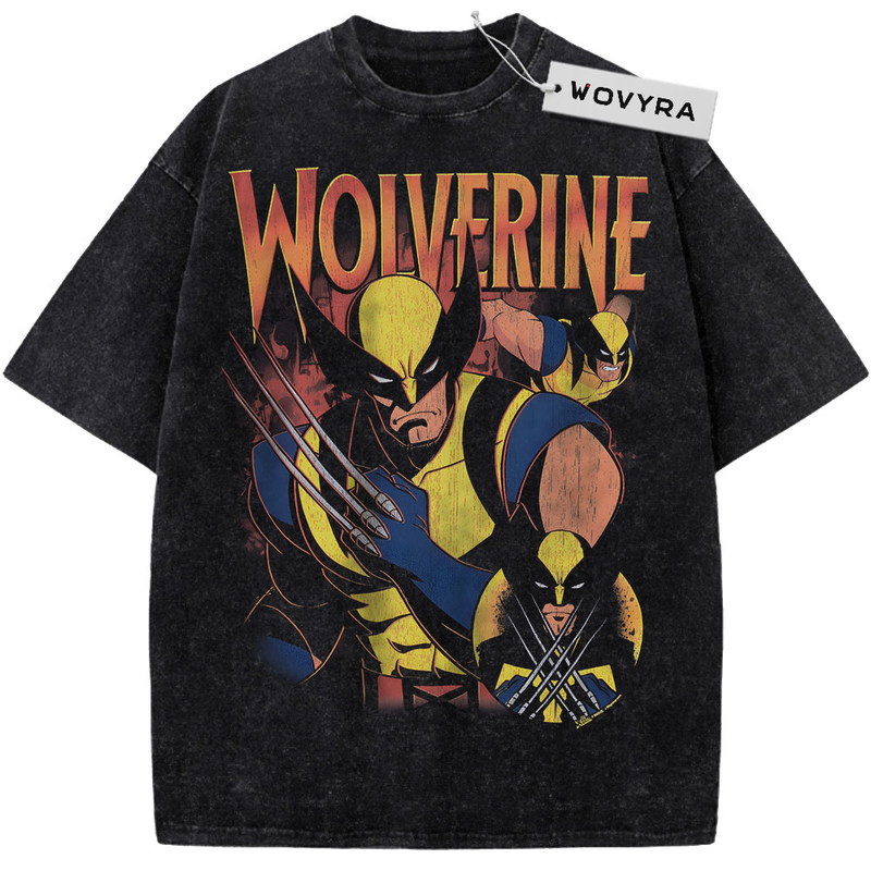 Marvel Wolverine Claws Vintage T-Shirt with yellow-and-black Wolverine artwork with extended claws