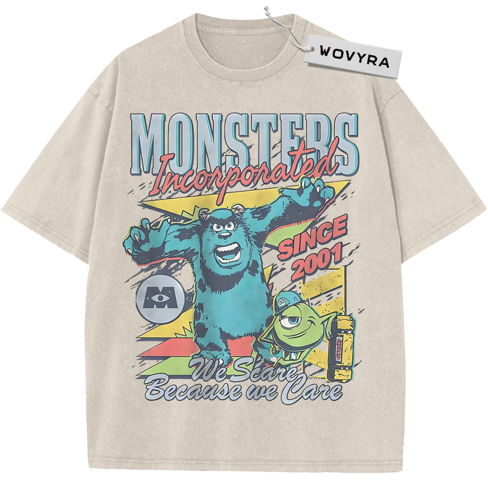 Apricot WOVYRA Monsters Inc. Mike & Sulley Poster Vintage Tee