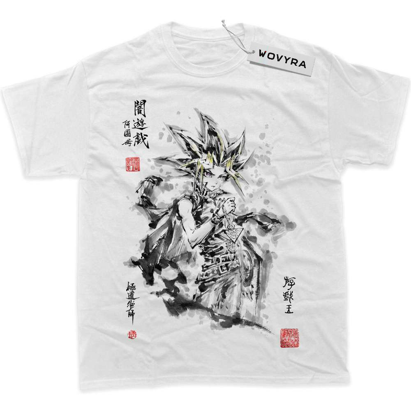 White WOVYRA Atem Yugi Muto Ink Portrait Classic Tee