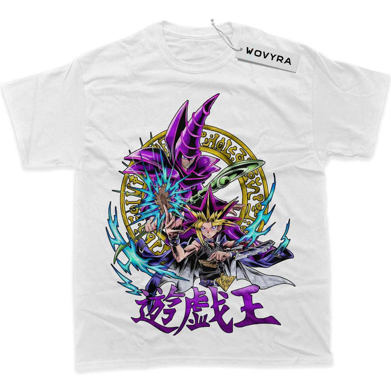 White WOVYRA Dark Magician & Yugi Colorful Sigil Classic Tee