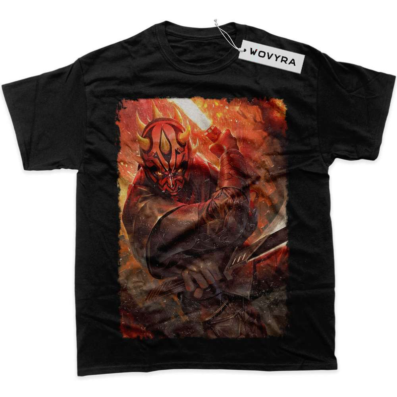 Black WOVYRA Darth Maul Star Wars Fire Portrait Classic Tee