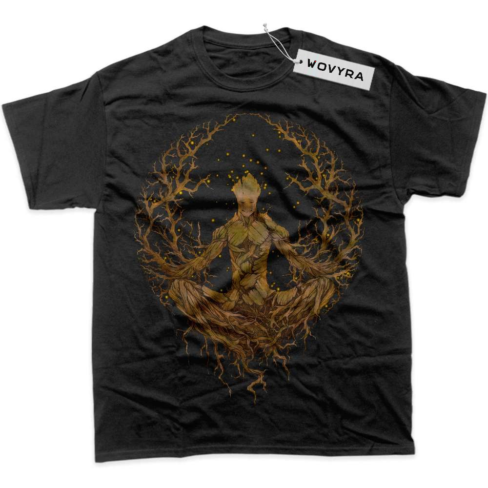 Black WOVYRA Groot Golden Branches Classic Tee