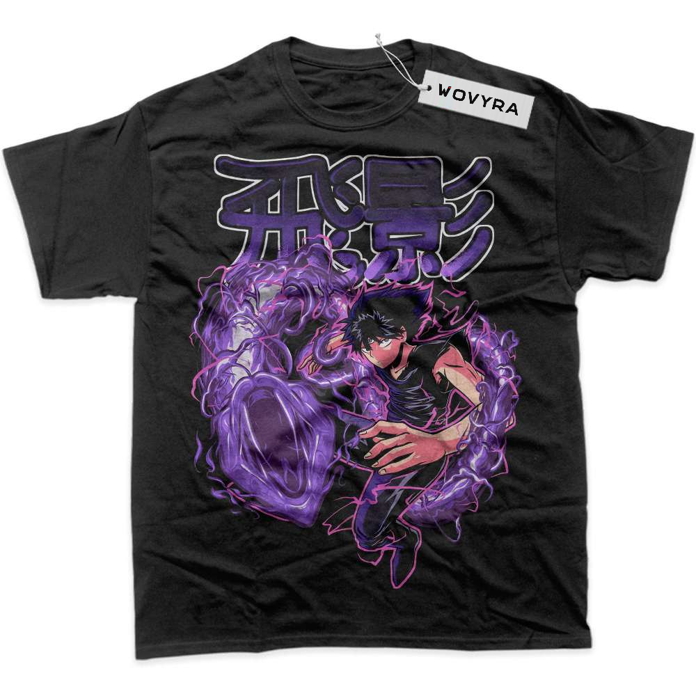 Black WOVYRA Hiei YuYu Hakusho Purple Flames Classic Tee