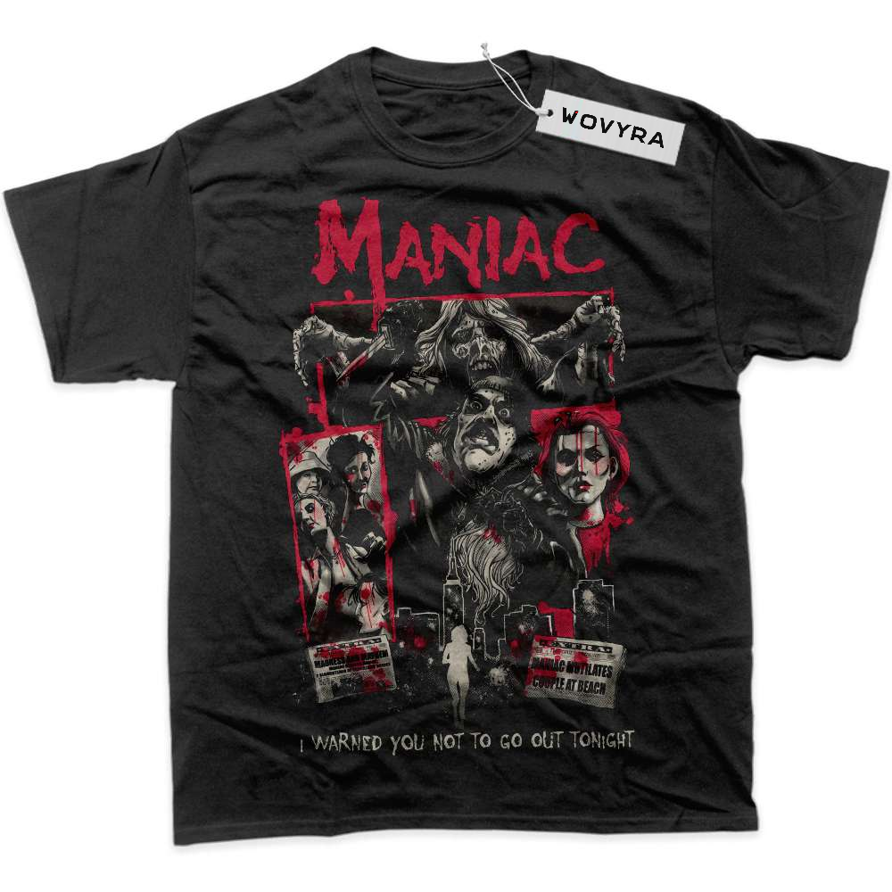Black WOVYRA Maniac Horror Poster Collage Classic Tee