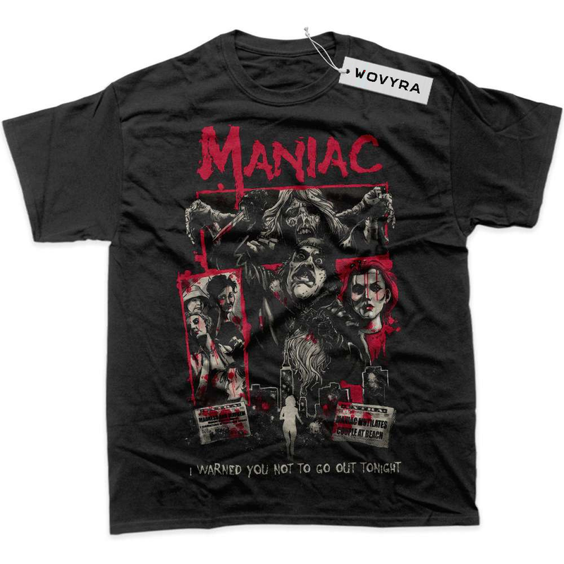 Black WOVYRA Maniac Horror Poster Collage Classic Tee