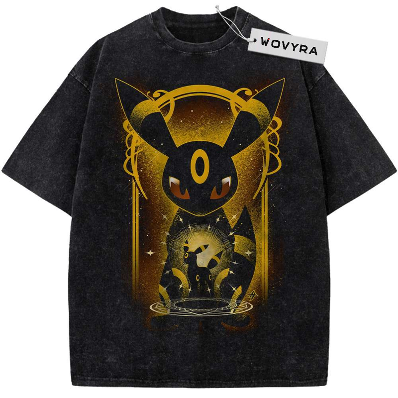 Vintage T-shirt featuring an Umbreon silhouette and smaller figures within a glowing golden design