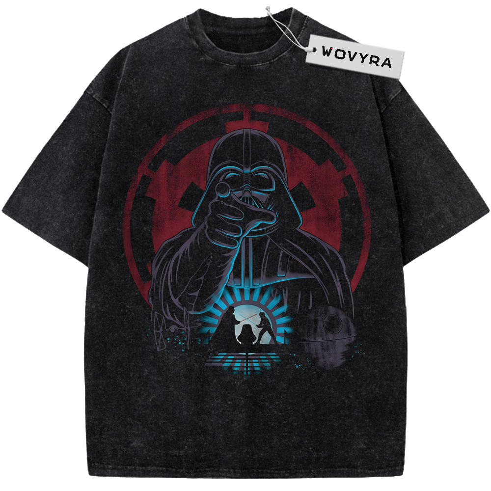 Black WOVYRA Darth Vader Star Wars Red Emblem Vintage Tee