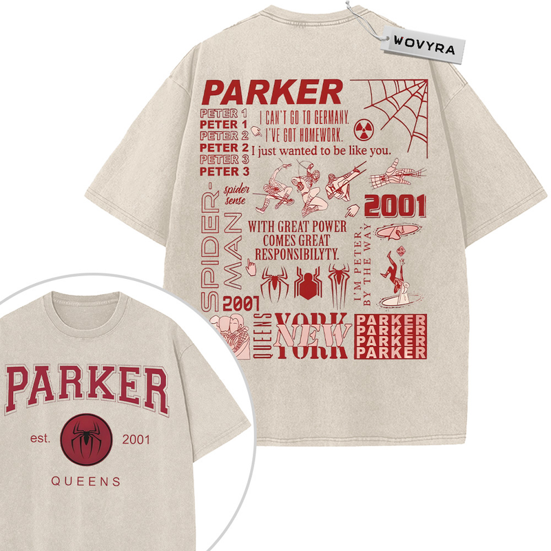 Apricot WOVYRA Spider-Man Parker Typography 2-Sided Vintage Tee