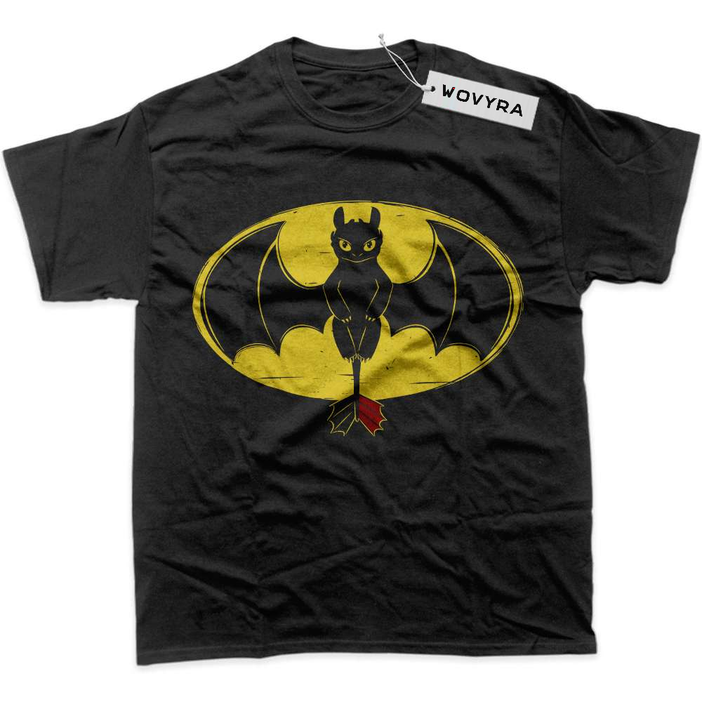 Black WOVYRA Toothless Yellow Bat Emblem Classic Tee