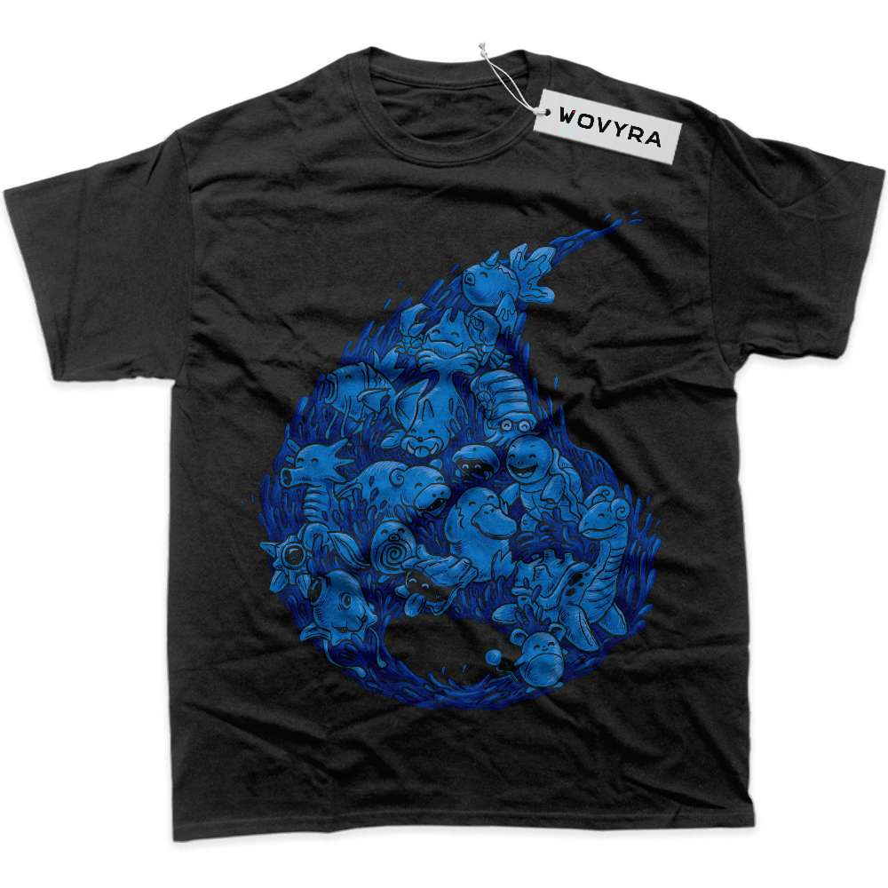 Black WOVYRA Water-Type Pokemon Drop Emblem Classic Tee