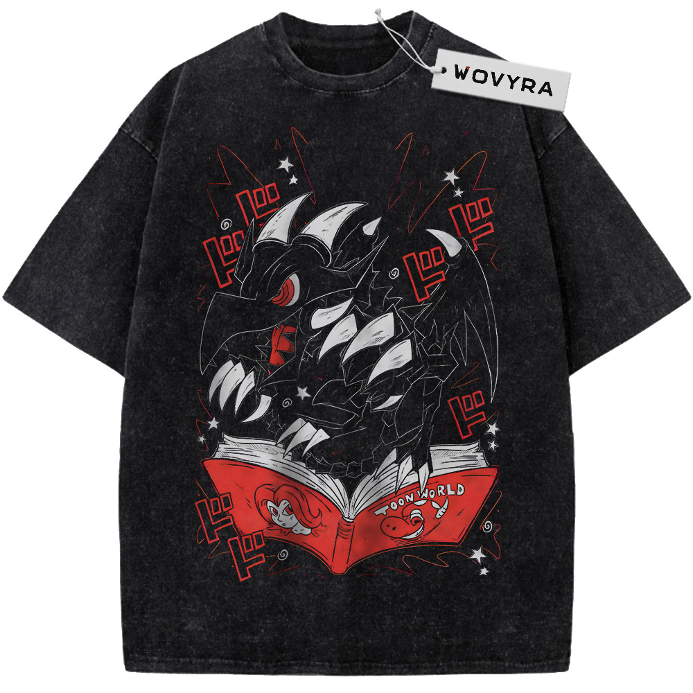 Vintage T-shirt featuring Red-Eyes Black Dragon above a red eye panel with angular accents