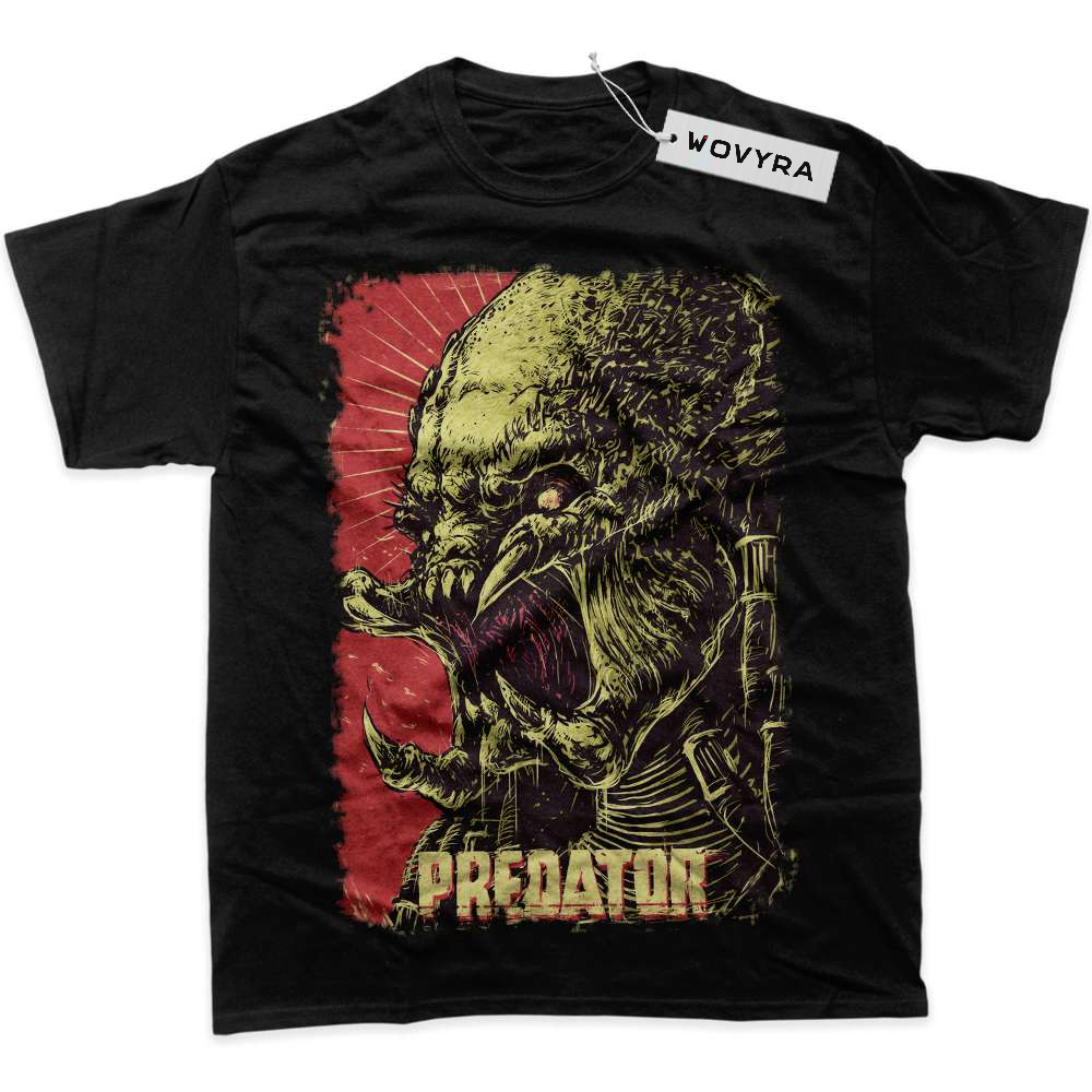 Black WOVYRA Predator Red Panel Profile Classic Tee