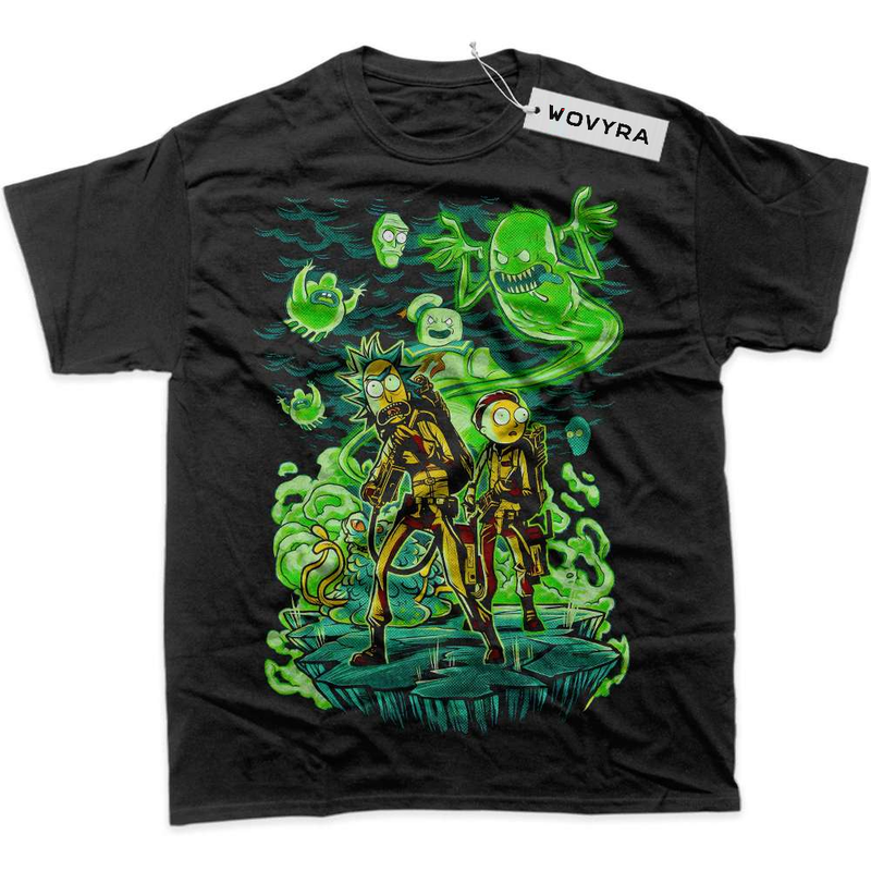 Black WOVYRA Rick and Morty Green Character Collage Classic Tee