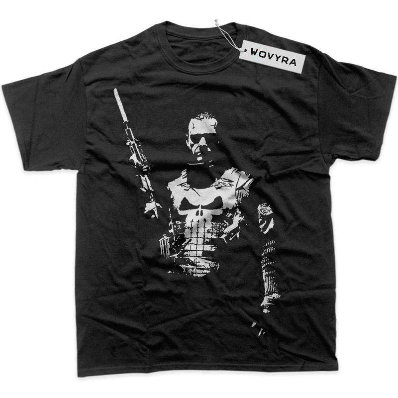 Black WOVYRA The Punisher Monochrome Portrait Classic Tee