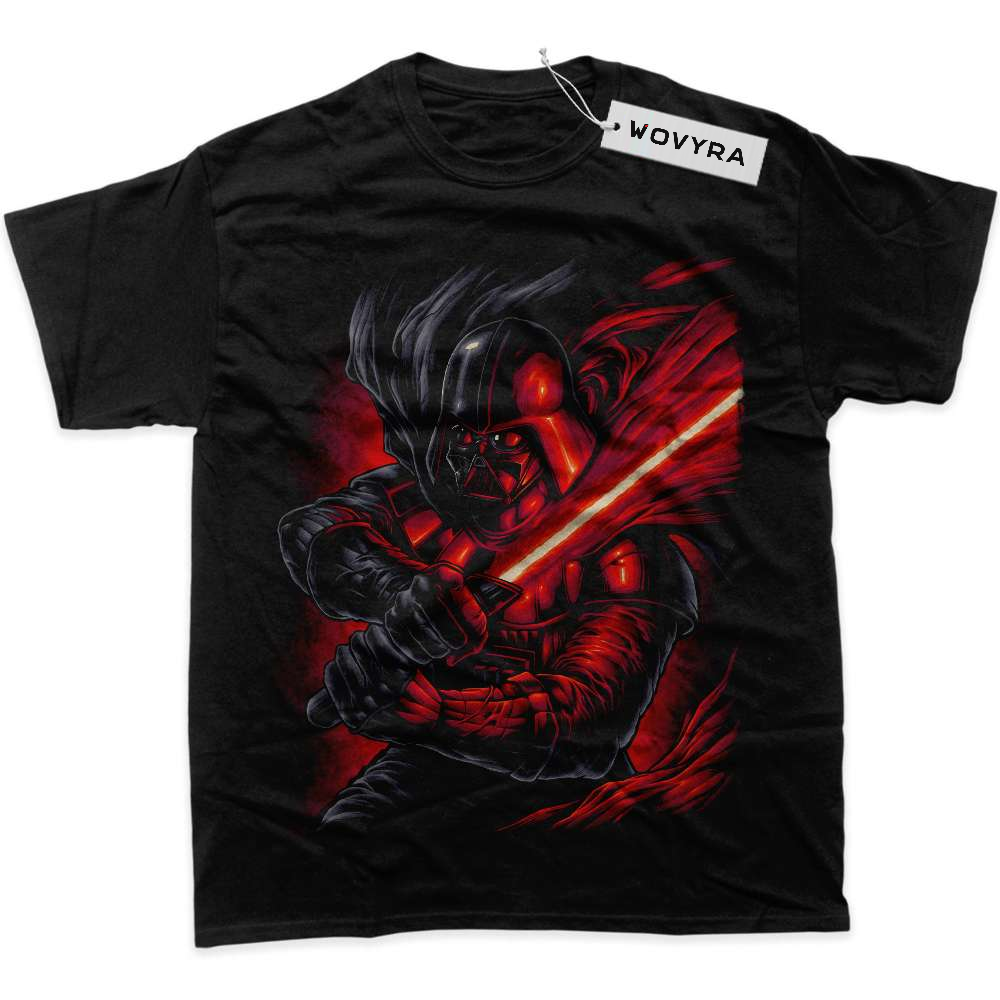Black WOVYRA Darth Vader Star Wars Red Lightsaber Classic Tee