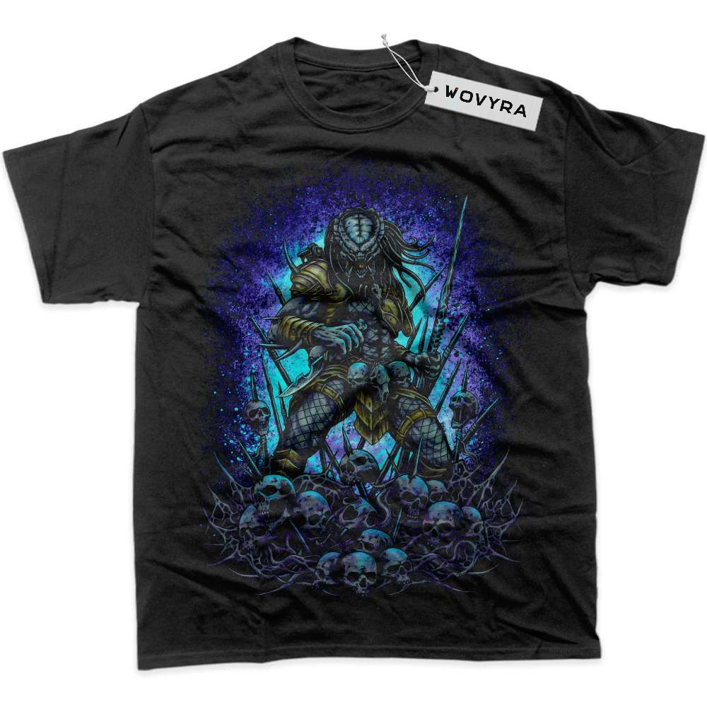 Black WOVYRA Predator Blue Skull Throne Classic Tee