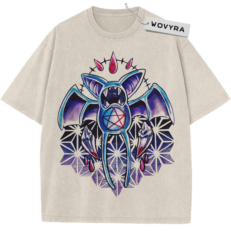 Vintage T-shirt featuring a blue and purple Zubat illustration with geometric wing patterns