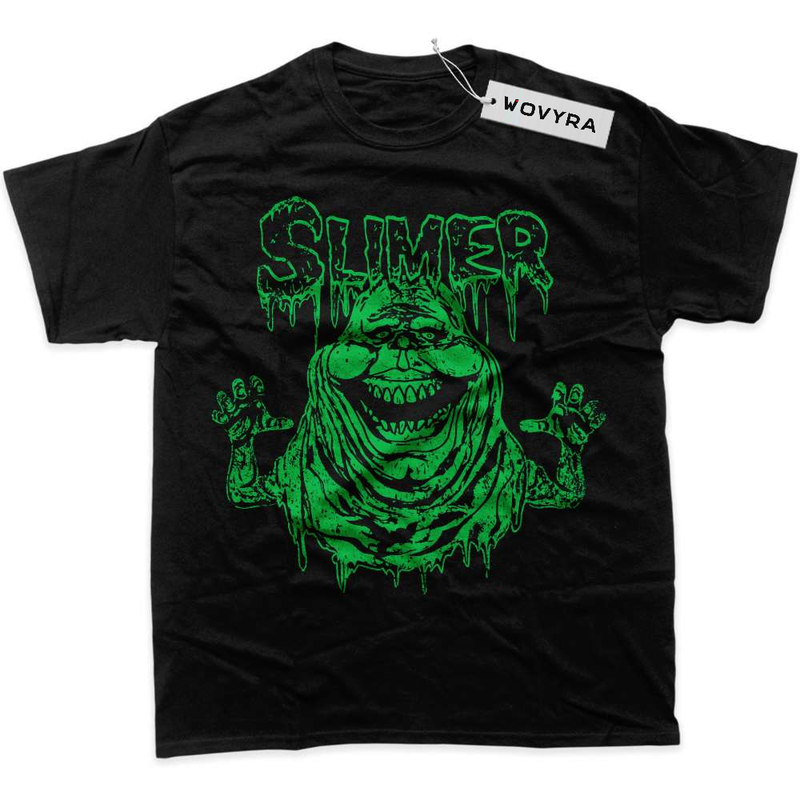Black WOVYRA Slimer Ghostbusters Green Line Art Classic Tee