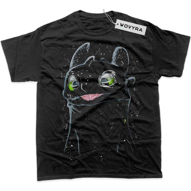 Black WOVYRA Toothless Green-Eyed Portrait Classic Tee