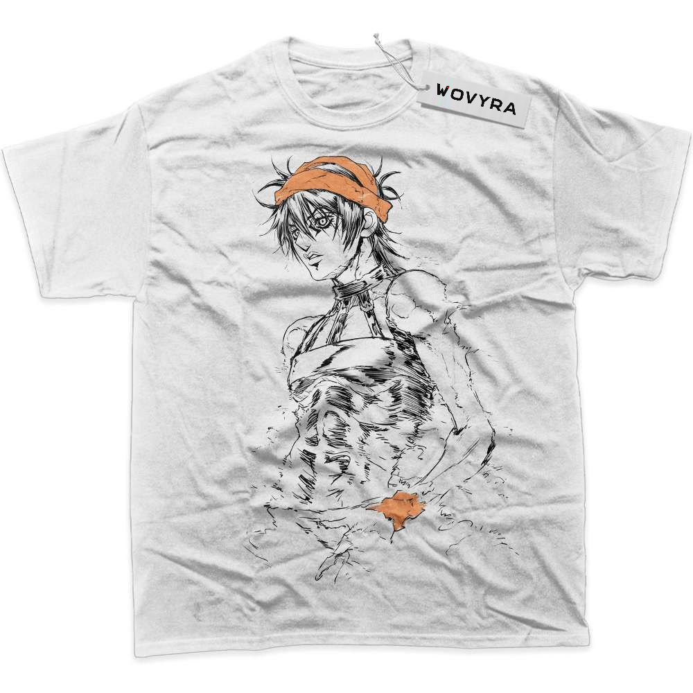 JoJo's Bizarre Adventure Narancia Ghirga Ink Art Classic T-Shirt with a monochrome figure with an orange headband accent