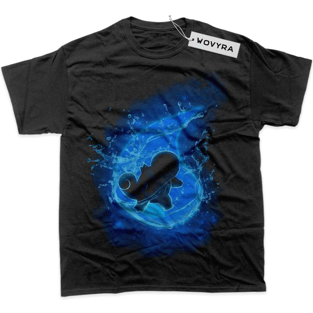 Black WOVYRA Squirtle Pokemon Blue Swirl Classic Tee