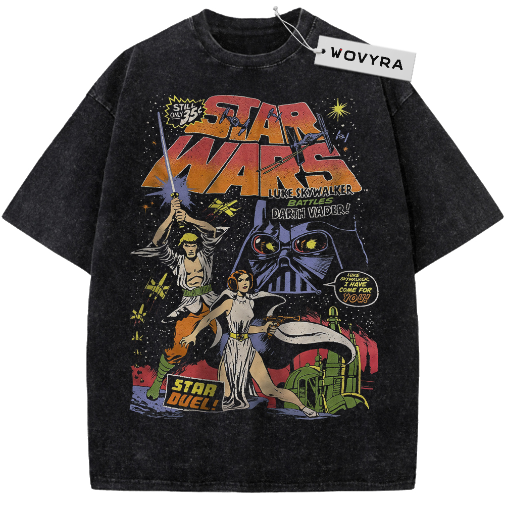 Black WOVYRA Star Wars Comic Collage Vintage Tee