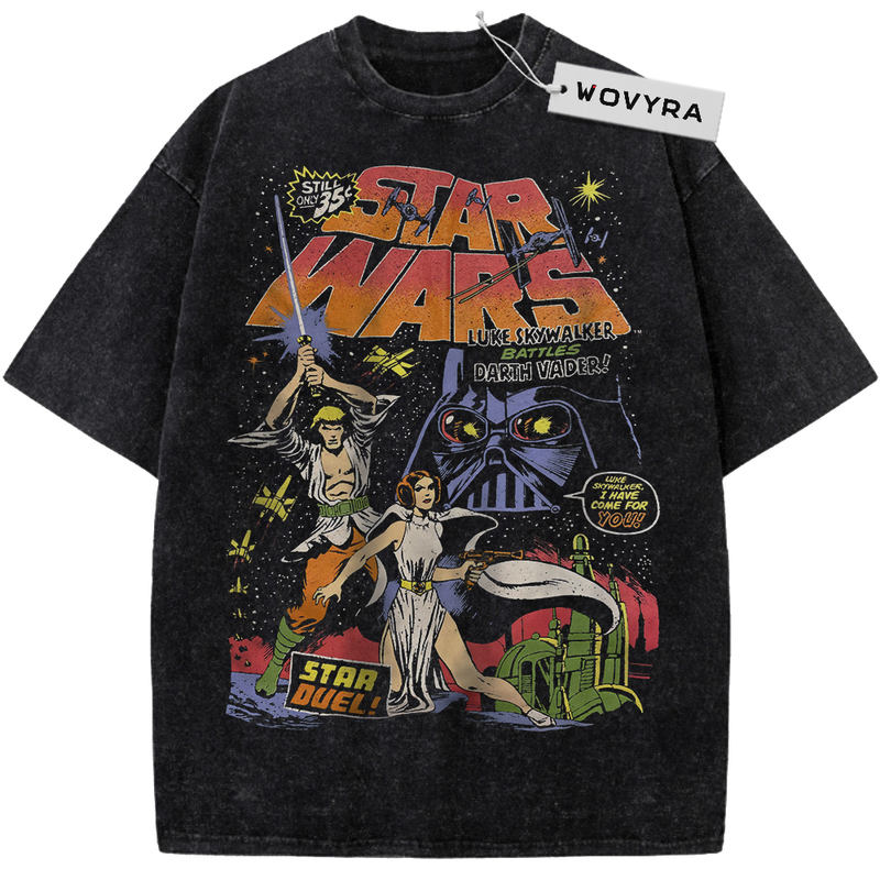 Black WOVYRA Star Wars Comic Collage Vintage Tee